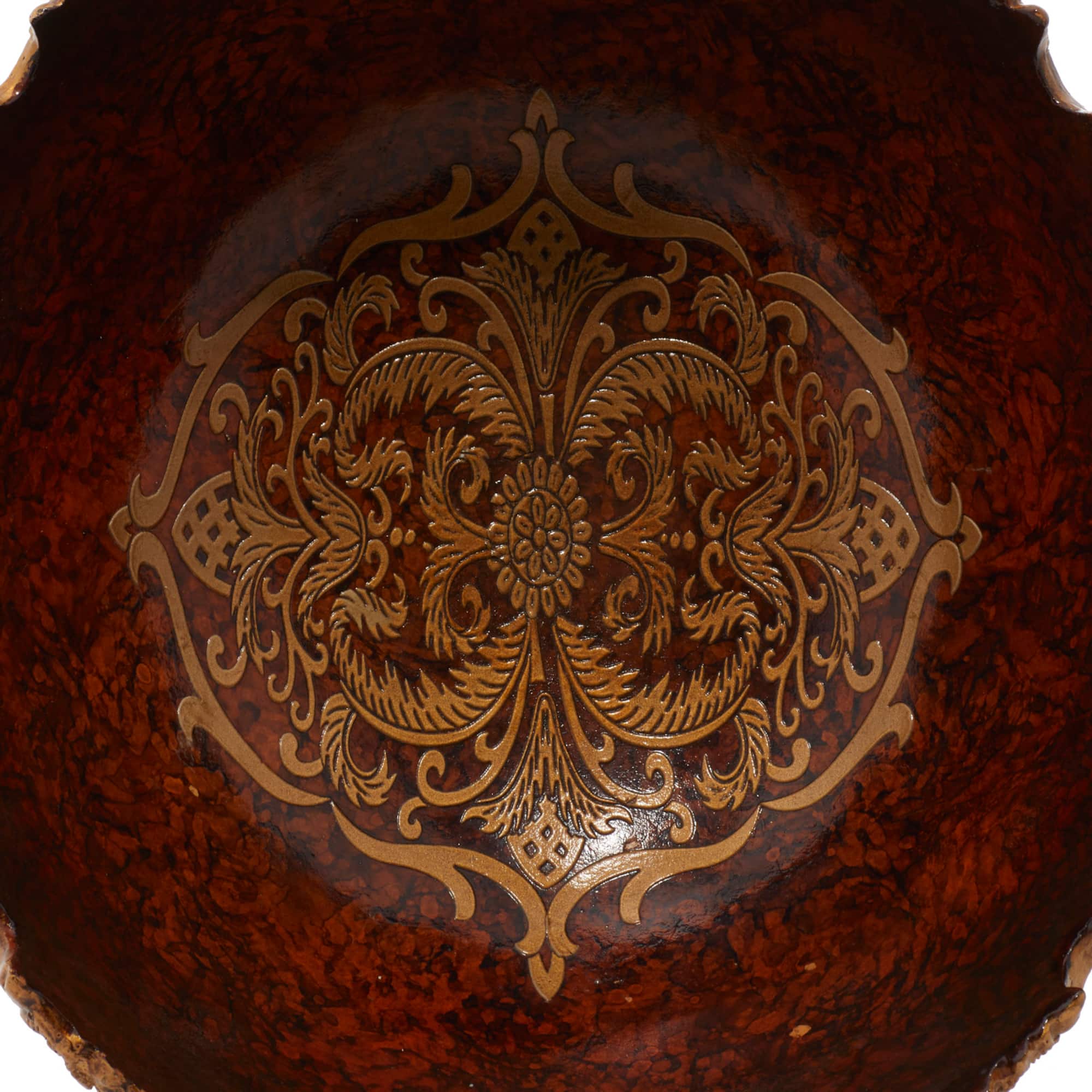 19" Gold Resin Traditional Décor Bowl